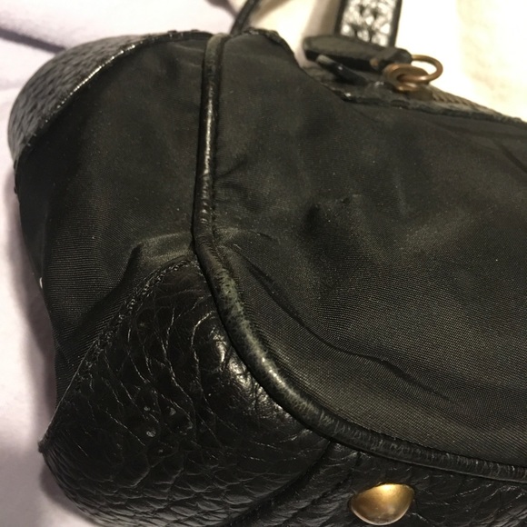 Prada Vitello Trimmed Tessuto Bowler Bag Satchel Shoulder Handbag - Picture 13 of 16